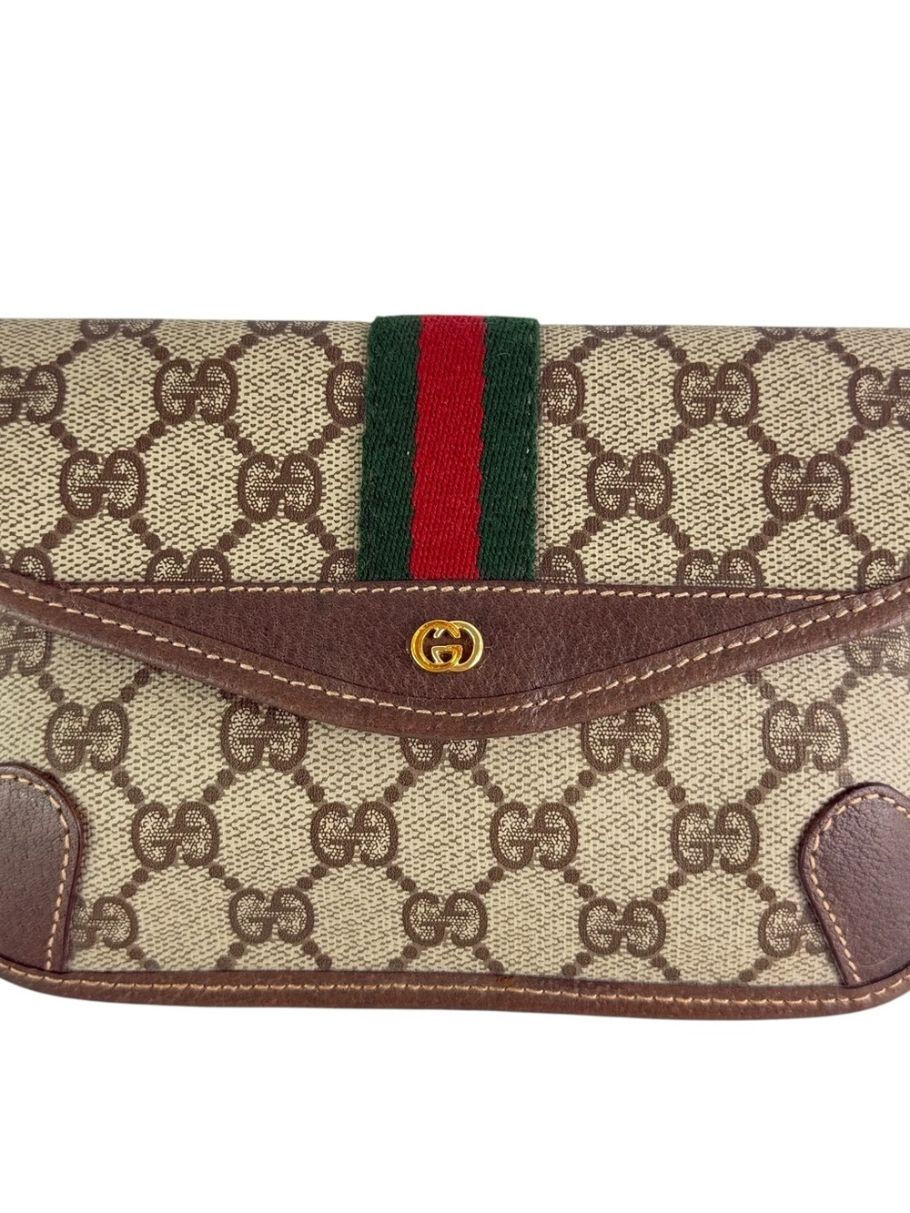 GUCCI Sherry Line Brown GG Canvas and Leather Trim Mini Clutch Pouch Coin Purse - Picture 4 of 17